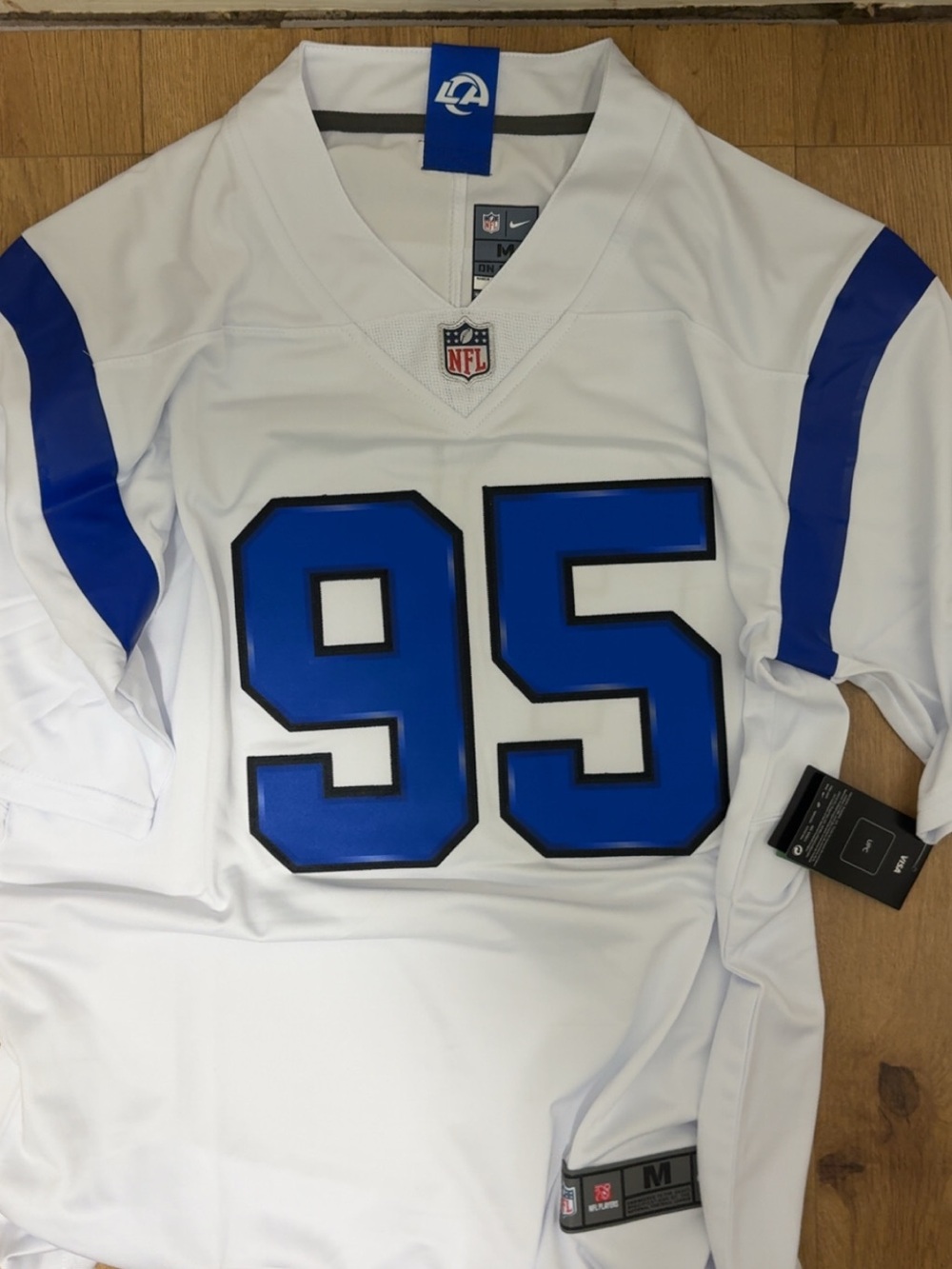 Nike White and Blue Men's Football Jersey #95